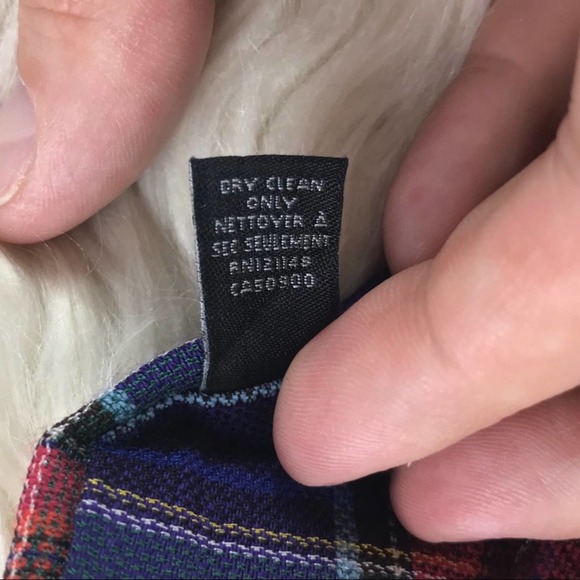 Ike Behar blue orange plaid wool silk blend men's length 60" width 3 1/2" - Picture 7 of 7